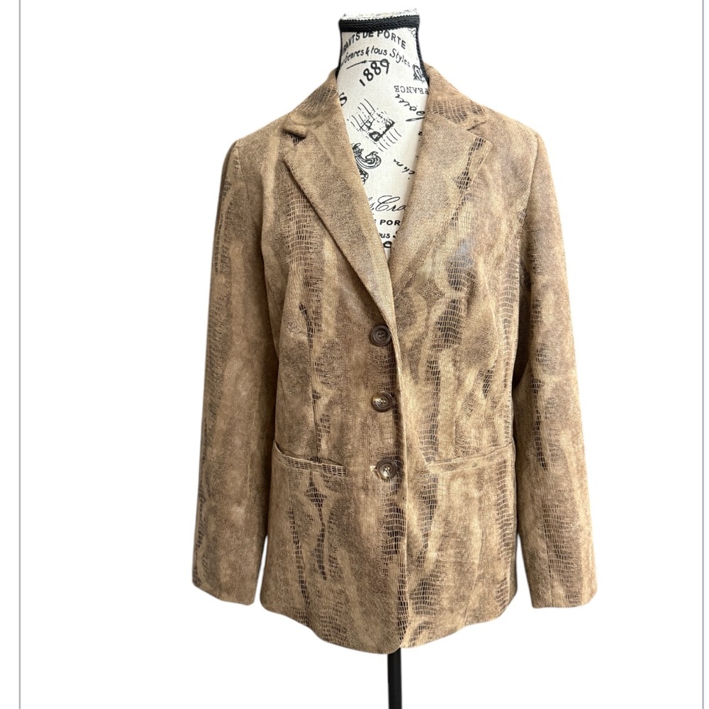 Chico’s Faux Suede Snakeskin Textured Blazer